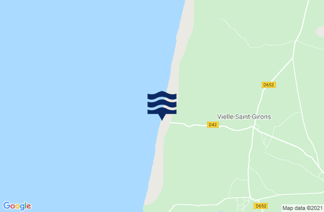 Mapa da tábua de marés em Linxe, France