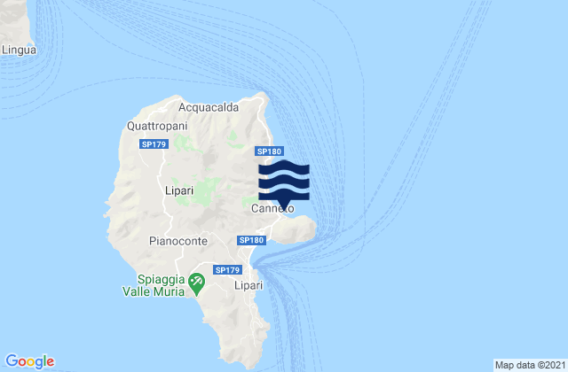 Mapa da tábua de marés em Lipari Lipari Islands, Italy