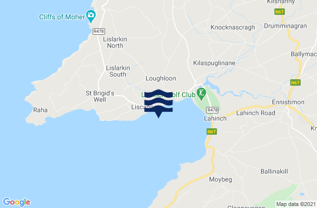 Mapa da tábua de marés em Liscannor, Ireland