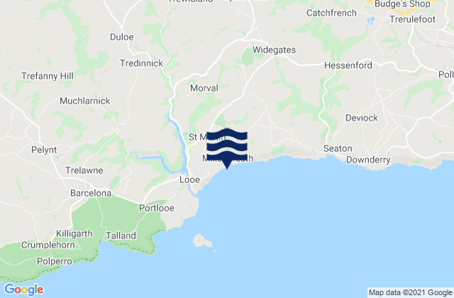 Mapa da tábua de marés em Liskeard, United Kingdom