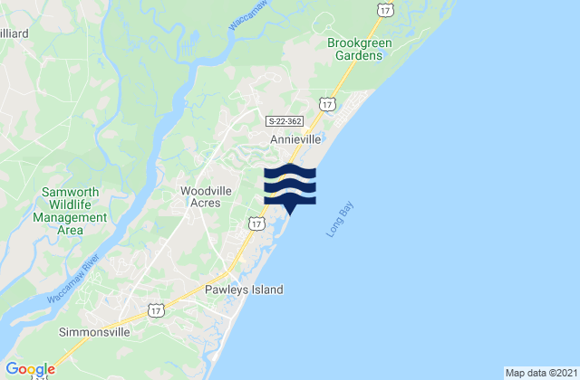 Mapa da tábua de marés em Litchfield Beach, United States