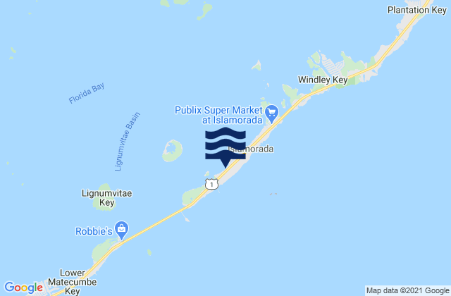 Mapa da tábua de marés em Little Basin (Upper Matecumbe Key Florida Bay), United States