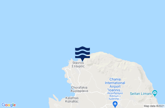 Mapa da tábua de marés em Little Bay, Greece