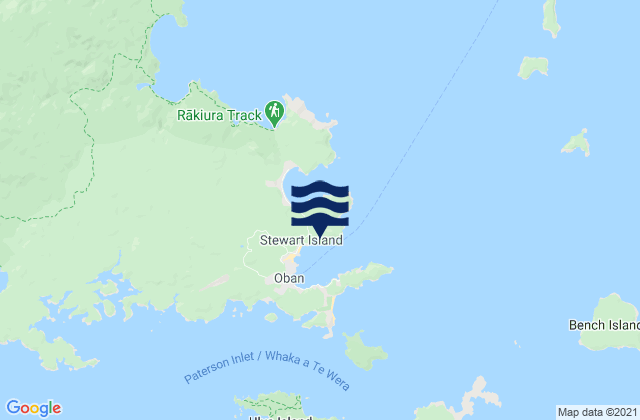 Mapa da tábua de marés em Little Bay, New Zealand