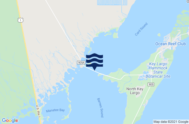 Mapa da tábua de marés em Little Card Sound Bridge, United States