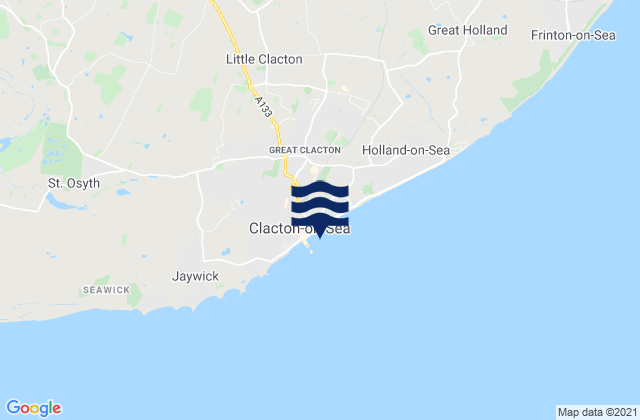 Mapa da tábua de marés em Little Clacton, United Kingdom