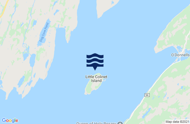 Mapa da tábua de marés em Little Colinet Island, Canada