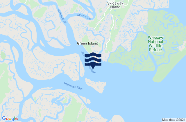 Mapa da tábua de marés em Little Don Island east of Vernon River, United States