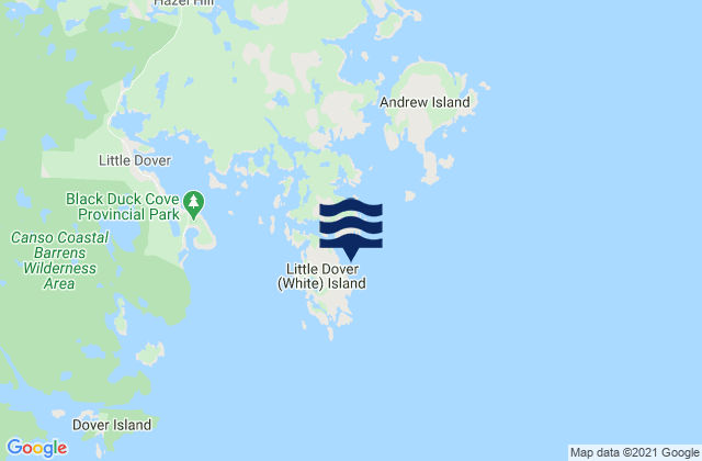 Mapa da tábua de marés em Little Dover (White) Island, Canada