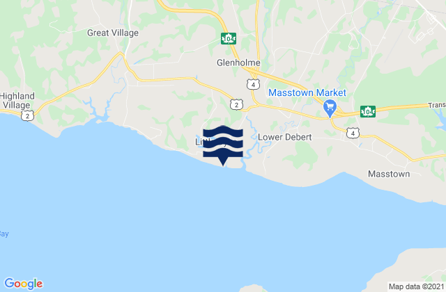 Mapa da tábua de marés em Little Dyke Beach, Canada