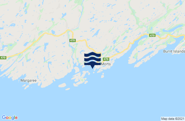 Mapa da tábua de marés em Little Glimbi Island, Canada