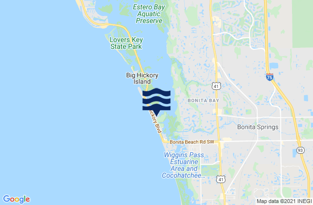 Mapa da tábua de marés em Little Hickory Island, United States