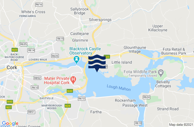 Mapa da tábua de marés em Little Island, Ireland