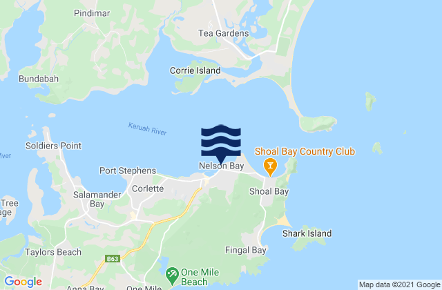 Mapa da tábua de marés em Little Nelson Bay, Australia