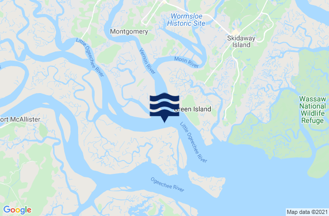 Mapa da tábua de marés em Little Ogeechee River Entrance, United States
