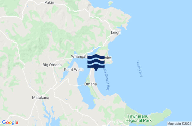 Mapa da tábua de marés em Little Omaha Bay, New Zealand