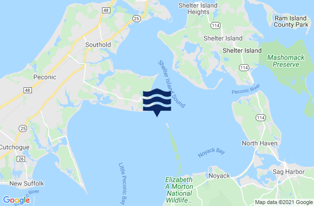 Mapa da tábua de marés em Little Peconic Bay entrance, United States