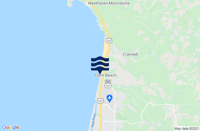 Mapa da tábua de marés em Little River Clam Beach, United States