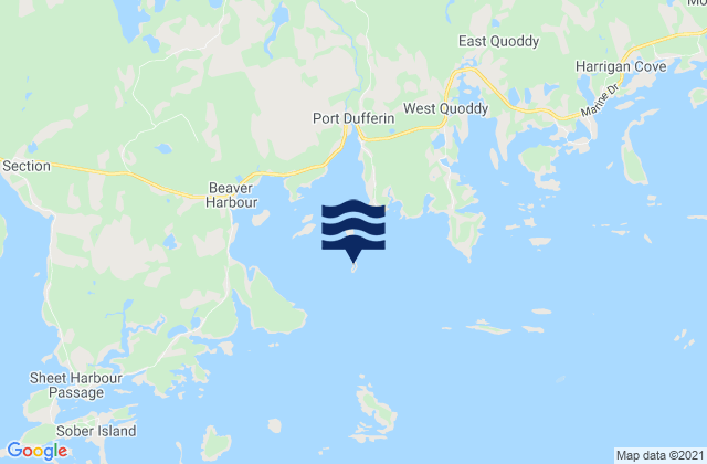 Mapa da tábua de marés em Little Rocky Island, Canada