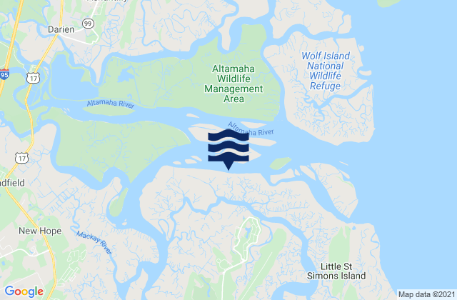Mapa da tábua de marés em Little St. Simon Island (north), United States