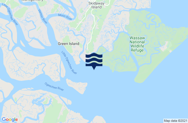 Mapa da tábua de marés em Little Wassaw Island SW of, United States