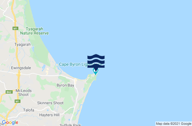 Mapa da tábua de marés em Little Wategos Beach, Australia