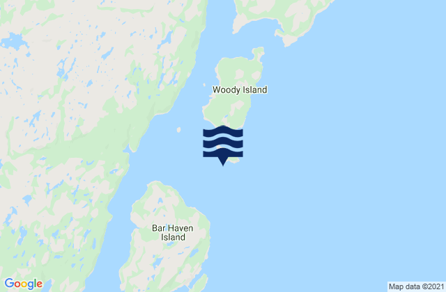 Mapa da tábua de marés em Little Woody Island, Canada