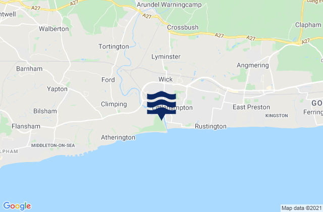 Mapa da tábua de marés em Littlehampton, United Kingdom