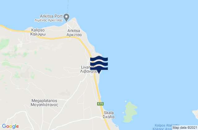 Mapa da tábua de marés em Livanátes, Greece