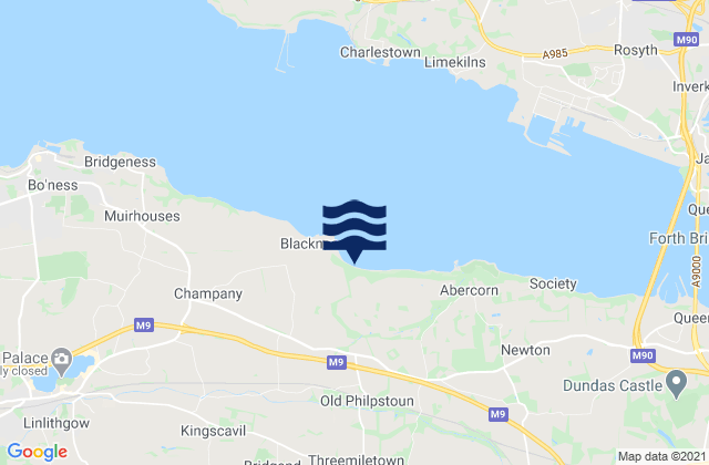 Mapa da tábua de marés em Livingston, United Kingdom