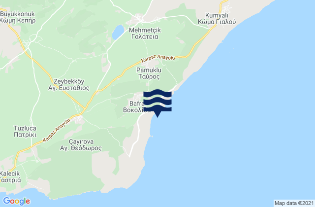 Mapa da tábua de marés em Livádia, Cyprus
