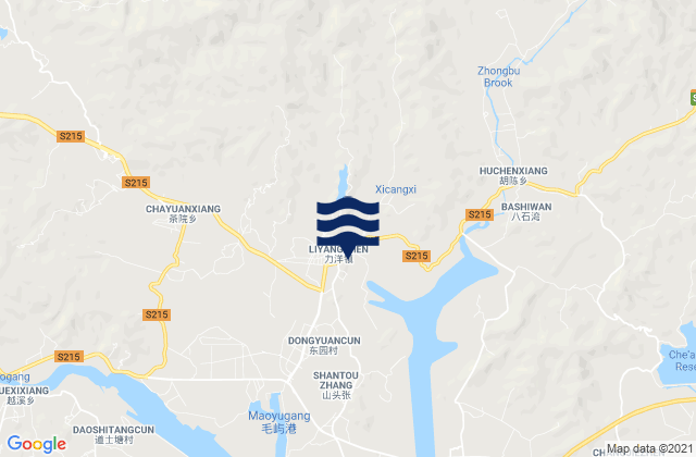 Mapa da tábua de marés em Liyang, China