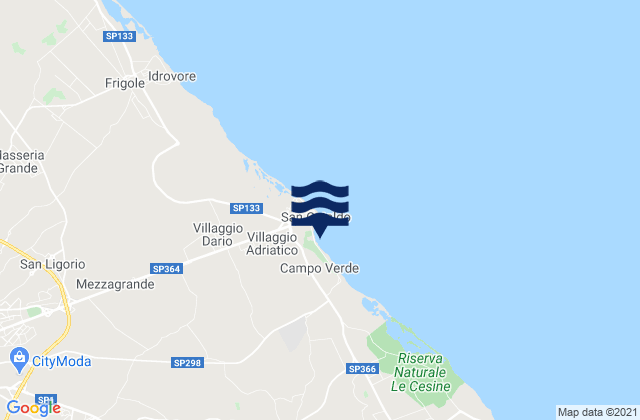 Mapa da tábua de marés em Lizzanello, Italy
