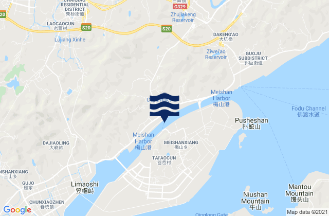 Mapa da tábua de marés em Li’ao, China