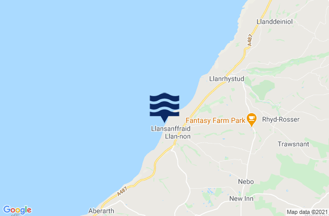 Mapa da tábua de marés em Llan-non, United Kingdom