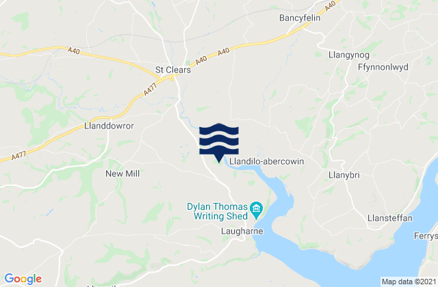 Mapa da tábua de marés em Llanddowror, United Kingdom