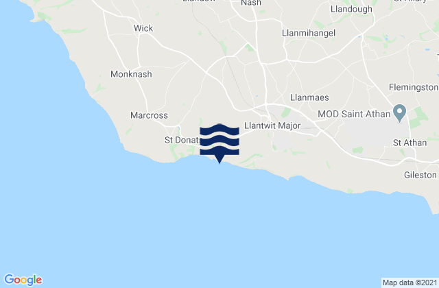 Mapa da tábua de marés em Llangan, United Kingdom