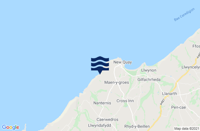 Mapa da tábua de marés em Llanllwchaiarn, United Kingdom
