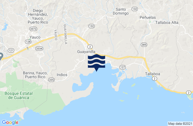 Mapa da tábua de marés em Llano Barrio, Puerto Rico