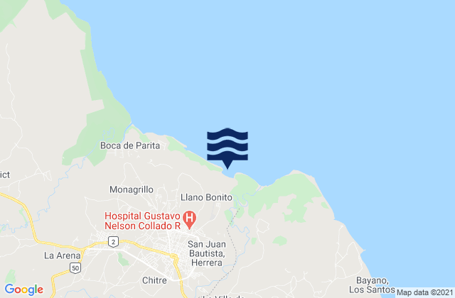 Mapa da tábua de marés em Llano Bonito, Panama