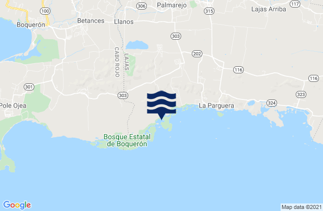 Mapa da tábua de marés em Llanos Barrio, Puerto Rico