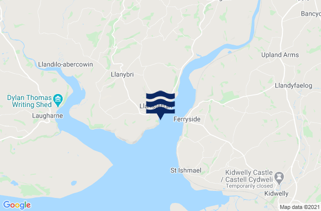 Mapa da tábua de marés em Llansteffan, United Kingdom