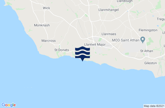 Mapa da tábua de marés em Llantwit Major Beach, United Kingdom
