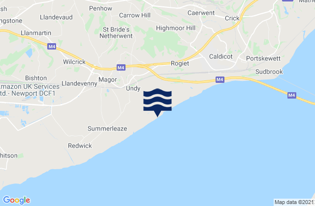 Mapa da tábua de marés em Llanvaches, United Kingdom