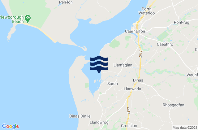 Mapa da tábua de marés em Llanwnda, United Kingdom