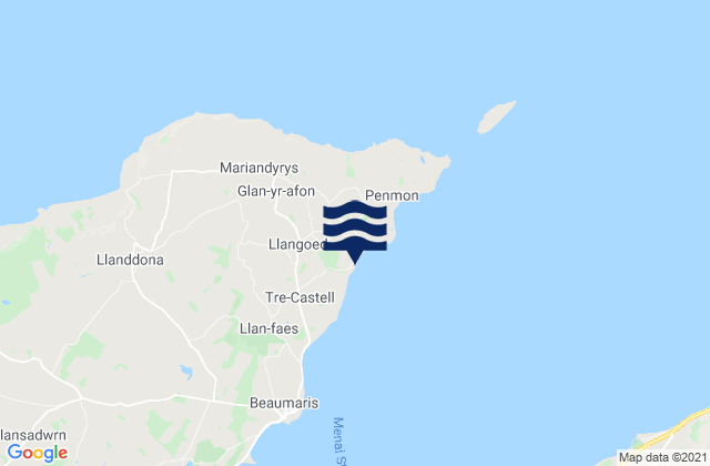 Mapa da tábua de marés em Lleiniog Beach, United Kingdom