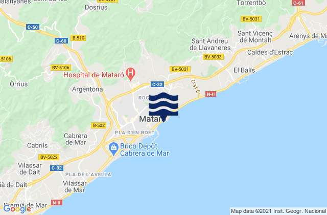 Mapa da tábua de marés em Llinars del Vallès, Spain