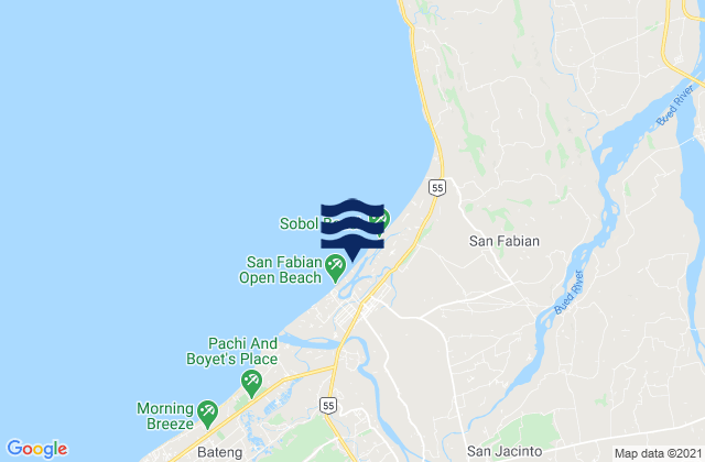 Mapa da tábua de marés em Lobong, Philippines