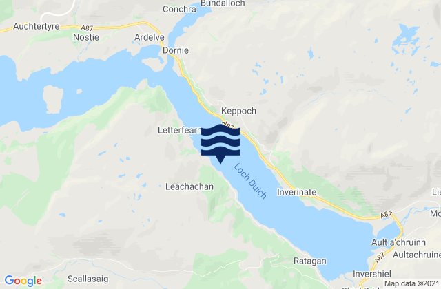 Mapa da tábua de marés em Loch Duich, United Kingdom