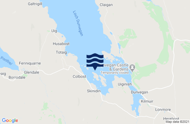 Mapa da tábua de marés em Loch Dunvegan, United Kingdom
